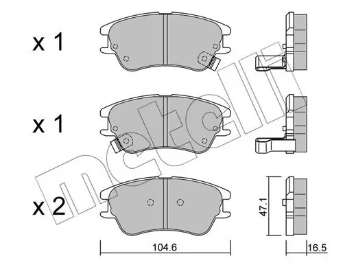 Bremsbelagsatz, Scheibenbremse Vorderachse METELLI 22-0502-0 Bild Bremsbelagsatz, Scheibenbremse Vorderachse METELLI 22-0502-0