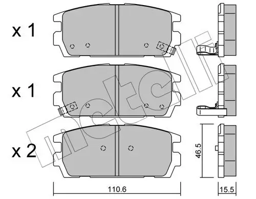 Bremsbelagsatz, Scheibenbremse Hinterachse METELLI 22-0507-0