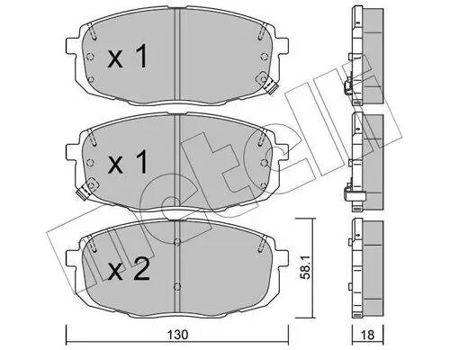 Bremsbelagsatz, Scheibenbremse Vorderachse METELLI 22-0513-1 Bild Bremsbelagsatz, Scheibenbremse Vorderachse METELLI 22-0513-1