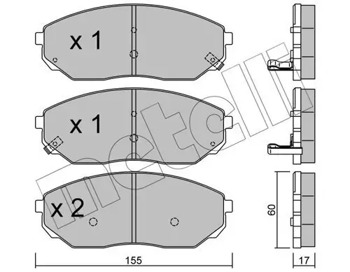 Bremsbelagsatz, Scheibenbremse Vorderachse METELLI 22-0515-0