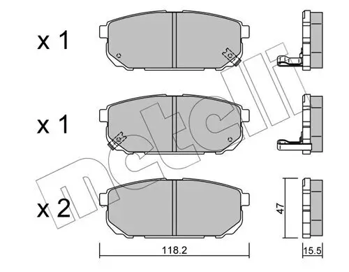 Bremsbelagsatz, Scheibenbremse Hinterachse METELLI 22-0516-0