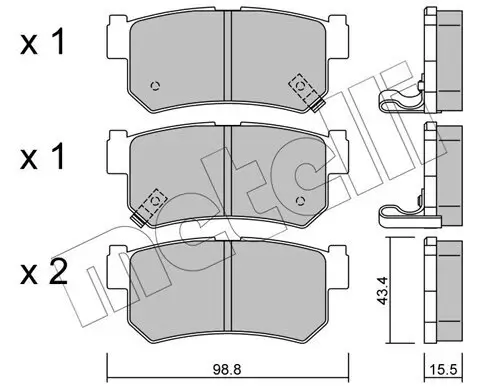 Bremsbelagsatz, Scheibenbremse Hinterachse METELLI 22-0519-0