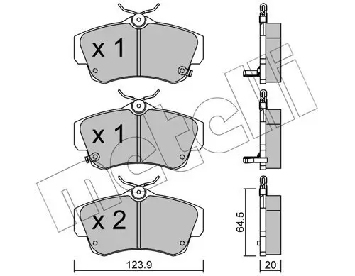 Bremsbelagsatz, Scheibenbremse Vorderachse METELLI 22-0521-0 Bild Bremsbelagsatz, Scheibenbremse Vorderachse METELLI 22-0521-0