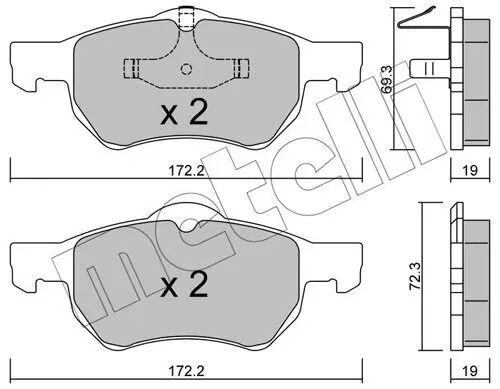 Bremsbelagsatz, Scheibenbremse Vorderachse METELLI 22-0523-0 Bild Bremsbelagsatz, Scheibenbremse Vorderachse METELLI 22-0523-0