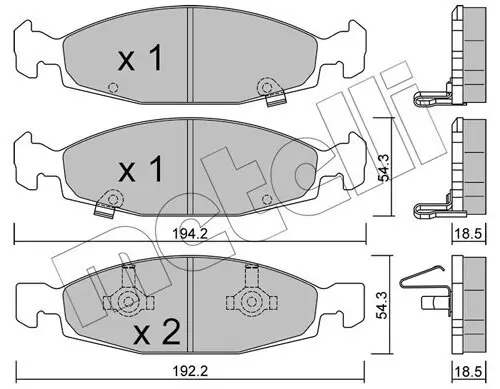 Bremsbelagsatz, Scheibenbremse Vorderachse METELLI 22-0525-0 Bild Bremsbelagsatz, Scheibenbremse Vorderachse METELLI 22-0525-0