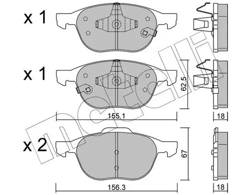 Bremsbelagsatz, Scheibenbremse Vorderachse METELLI 22-0534-2