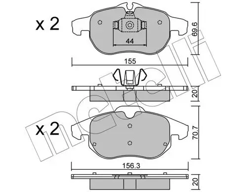 Bremsbelagsatz, Scheibenbremse Vorderachse METELLI 22-0540-0 Bild Bremsbelagsatz, Scheibenbremse Vorderachse METELLI 22-0540-0