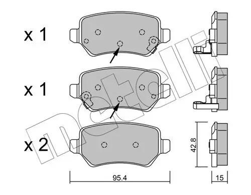 Bremsbelagsatz, Scheibenbremse Hinterachse METELLI 22-0542-2 Bild Bremsbelagsatz, Scheibenbremse Hinterachse METELLI 22-0542-2