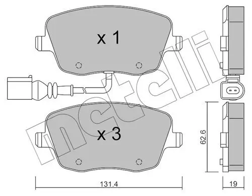 Bremsbelagsatz, Scheibenbremse Vorderachse METELLI 22-0547-1