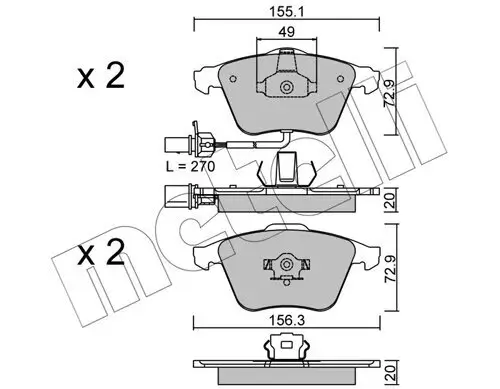 Bremsbelagsatz, Scheibenbremse METELLI 22-0549-1