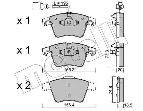 Bremsbelagsatz, Scheibenbremse Vorderachse METELLI 22-0552-0 Bild Bremsbelagsatz, Scheibenbremse Vorderachse METELLI 22-0552-0