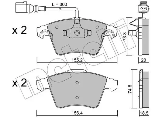Bremsbelagsatz, Scheibenbremse Vorderachse METELLI 22-0552-2