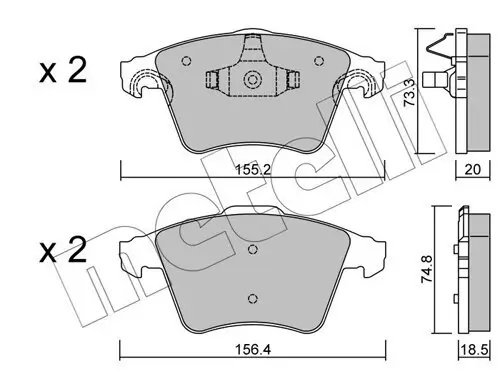 Bremsbelagsatz, Scheibenbremse Vorderachse METELLI 22-0552-3 Bild Bremsbelagsatz, Scheibenbremse Vorderachse METELLI 22-0552-3