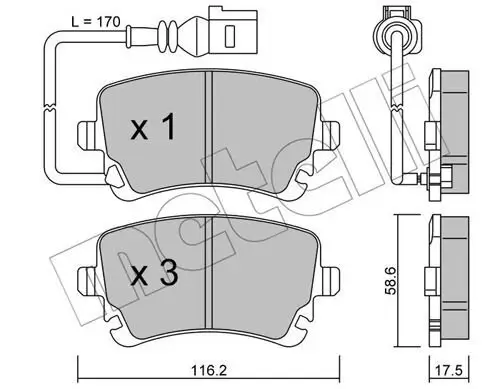 Bremsbelagsatz, Scheibenbremse Hinterachse METELLI 22-0554-0