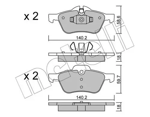 Bremsbelagsatz, Scheibenbremse Vorderachse METELLI 22-0555-0