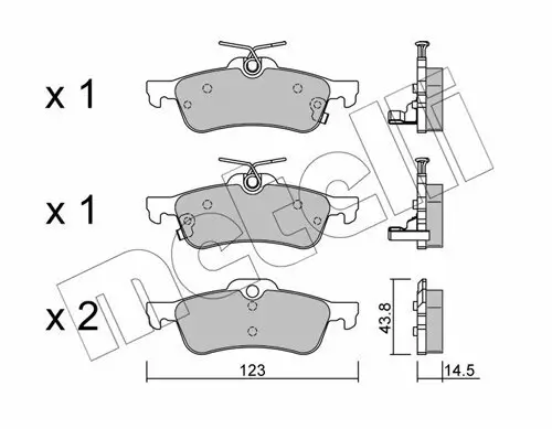 Bremsbelagsatz, Scheibenbremse Hinterachse METELLI 22-0556-1