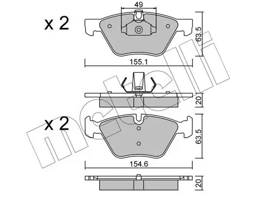 Bremsbelagsatz, Scheibenbremse Vorderachse METELLI 22-0557-0