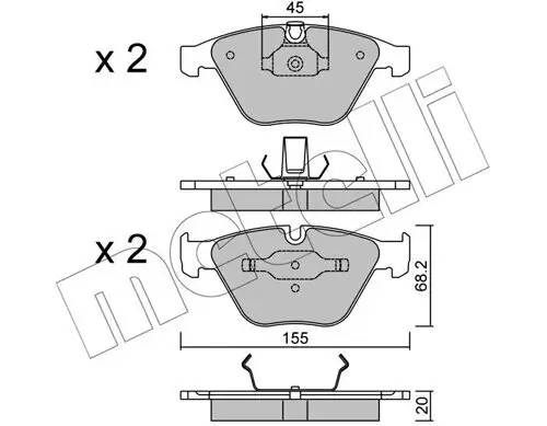 Bremsbelagsatz, Scheibenbremse Vorderachse METELLI 22-0558-4 Bild Bremsbelagsatz, Scheibenbremse Vorderachse METELLI 22-0558-4