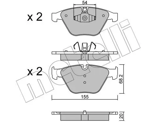 Bremsbelagsatz, Scheibenbremse Vorderachse METELLI 22-0558-6 Bild Bremsbelagsatz, Scheibenbremse Vorderachse METELLI 22-0558-6