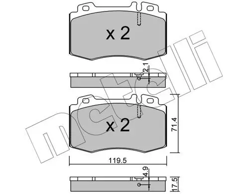 Bremsbelagsatz, Scheibenbremse Vorderachse METELLI 22-0563-5 Bild Bremsbelagsatz, Scheibenbremse Vorderachse METELLI 22-0563-5