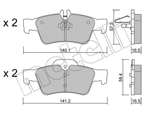 Bremsbelagsatz, Scheibenbremse Hinterachse METELLI 22-0568-0