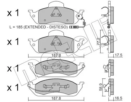 Bremsbelagsatz, Scheibenbremse Vorderachse METELLI 22-0569-0