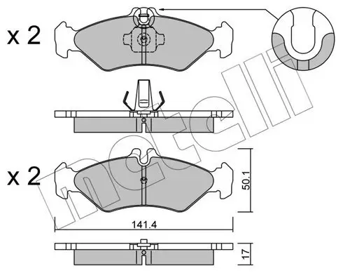 Bremsbelagsatz, Scheibenbremse Hinterachse METELLI 22-0571-0 Bild Bremsbelagsatz, Scheibenbremse Hinterachse METELLI 22-0571-0