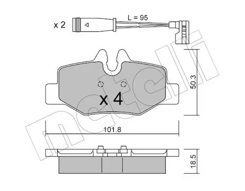 Bremsbelagsatz, Scheibenbremse Hinterachse METELLI 22-0576-0K