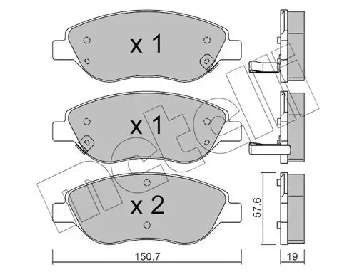 Bremsbelagsatz, Scheibenbremse Vorderachse METELLI 22-0577-2 Bild Bremsbelagsatz, Scheibenbremse Vorderachse METELLI 22-0577-2