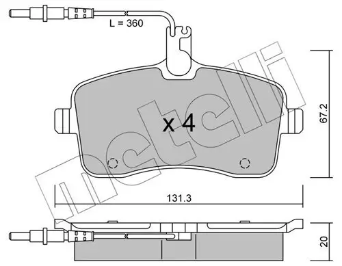 Bremsbelagsatz, Scheibenbremse Vorderachse METELLI 22-0600-0