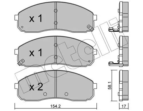 Bremsbelagsatz, Scheibenbremse Vorderachse METELLI 22-0631-0