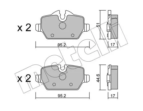 Bremsbelagsatz, Scheibenbremse Hinterachse METELLI 22-0641-0 Bild Bremsbelagsatz, Scheibenbremse Hinterachse METELLI 22-0641-0