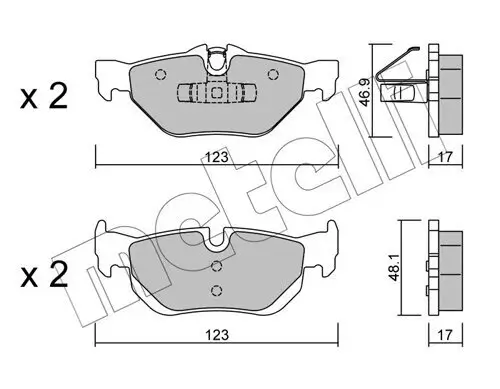 Bremsbelagsatz, Scheibenbremse Hinterachse METELLI 22-0642-0 Bild Bremsbelagsatz, Scheibenbremse Hinterachse METELLI 22-0642-0