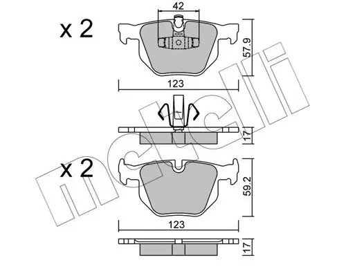 Bremsbelagsatz, Scheibenbremse Hinterachse METELLI 22-0643-0 Bild Bremsbelagsatz, Scheibenbremse Hinterachse METELLI 22-0643-0