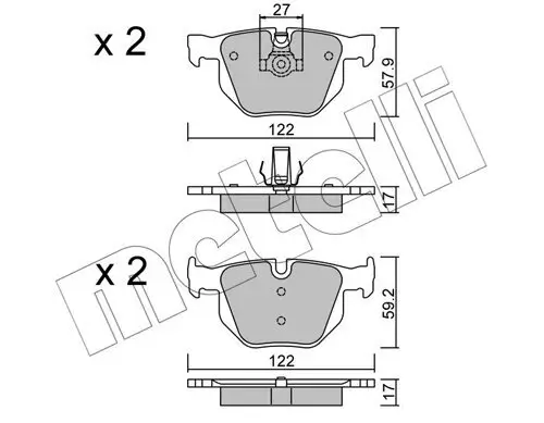 Bremsbelagsatz, Scheibenbremse Hinterachse METELLI 22-0644-0 Bild Bremsbelagsatz, Scheibenbremse Hinterachse METELLI 22-0644-0