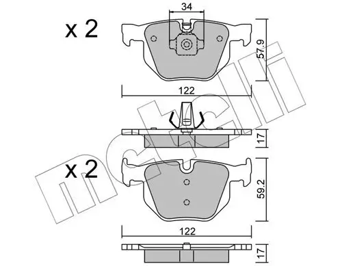 Bremsbelagsatz, Scheibenbremse Hinterachse METELLI 22-0644-4