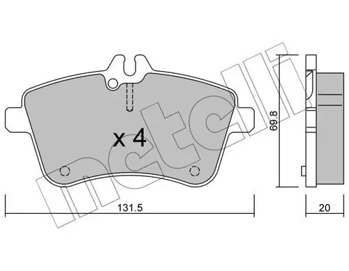 Bremsbelagsatz, Scheibenbremse Vorderachse METELLI 22-0647-0 Bild Bremsbelagsatz, Scheibenbremse Vorderachse METELLI 22-0647-0