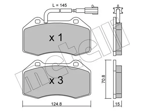 Bremsbelagsatz, Scheibenbremse Vorderachse METELLI 22-0651-1 Bild Bremsbelagsatz, Scheibenbremse Vorderachse METELLI 22-0651-1