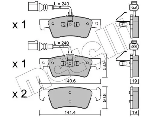 Bremsbelagsatz, Scheibenbremse Hinterachse METELLI 22-0661-0 Bild Bremsbelagsatz, Scheibenbremse Hinterachse METELLI 22-0661-0