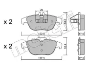 Bremsbelagsatz, Scheibenbremse Hinterachse METELLI 22-0666-0