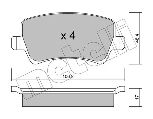 Bremsbelagsatz, Scheibenbremse Hinterachse METELLI 22-0676-0 Bild Bremsbelagsatz, Scheibenbremse Hinterachse METELLI 22-0676-0