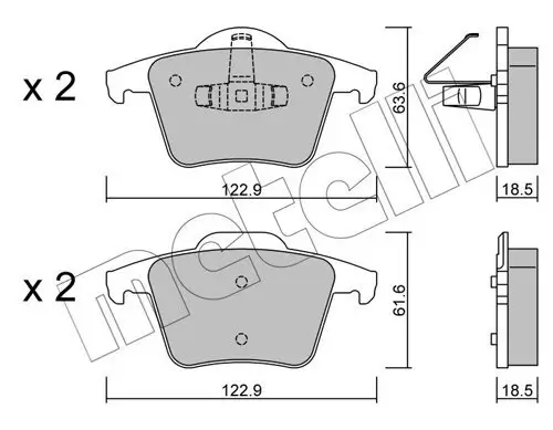 Bremsbelagsatz, Scheibenbremse Hinterachse METELLI 22-0688-0 Bild Bremsbelagsatz, Scheibenbremse Hinterachse METELLI 22-0688-0