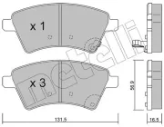 Bremsbelagsatz, Scheibenbremse Vorderachse METELLI 22-0702-0