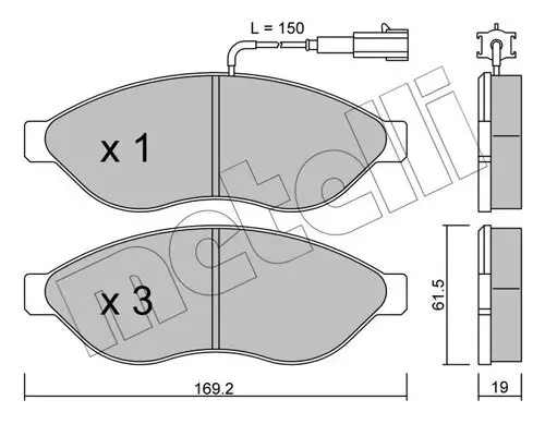 Bremsbelagsatz, Scheibenbremse Vorderachse METELLI 22-0708-0