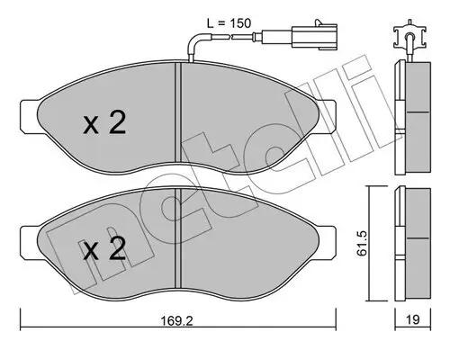 Bremsbelagsatz, Scheibenbremse Vorderachse METELLI 22-0708-1 Bild Bremsbelagsatz, Scheibenbremse Vorderachse METELLI 22-0708-1