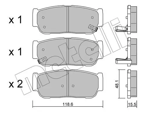 Bremsbelagsatz, Scheibenbremse Hinterachse METELLI 22-0727-0