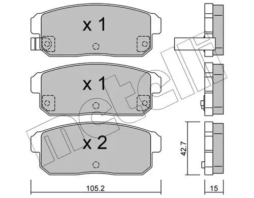 Bremsbelagsatz, Scheibenbremse Hinterachse METELLI 22-0733-0