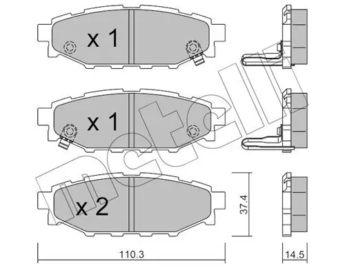 Bremsbelagsatz, Scheibenbremse Hinterachse METELLI 22-0764-1 Bild Bremsbelagsatz, Scheibenbremse Hinterachse METELLI 22-0764-1