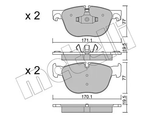 Bremsbelagsatz, Scheibenbremse Vorderachse METELLI 22-0770-0 Bild Bremsbelagsatz, Scheibenbremse Vorderachse METELLI 22-0770-0