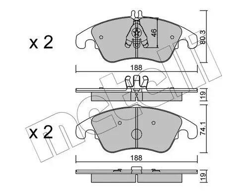 Bremsbelagsatz, Scheibenbremse Vorderachse METELLI 22-0775-2 Bild Bremsbelagsatz, Scheibenbremse Vorderachse METELLI 22-0775-2